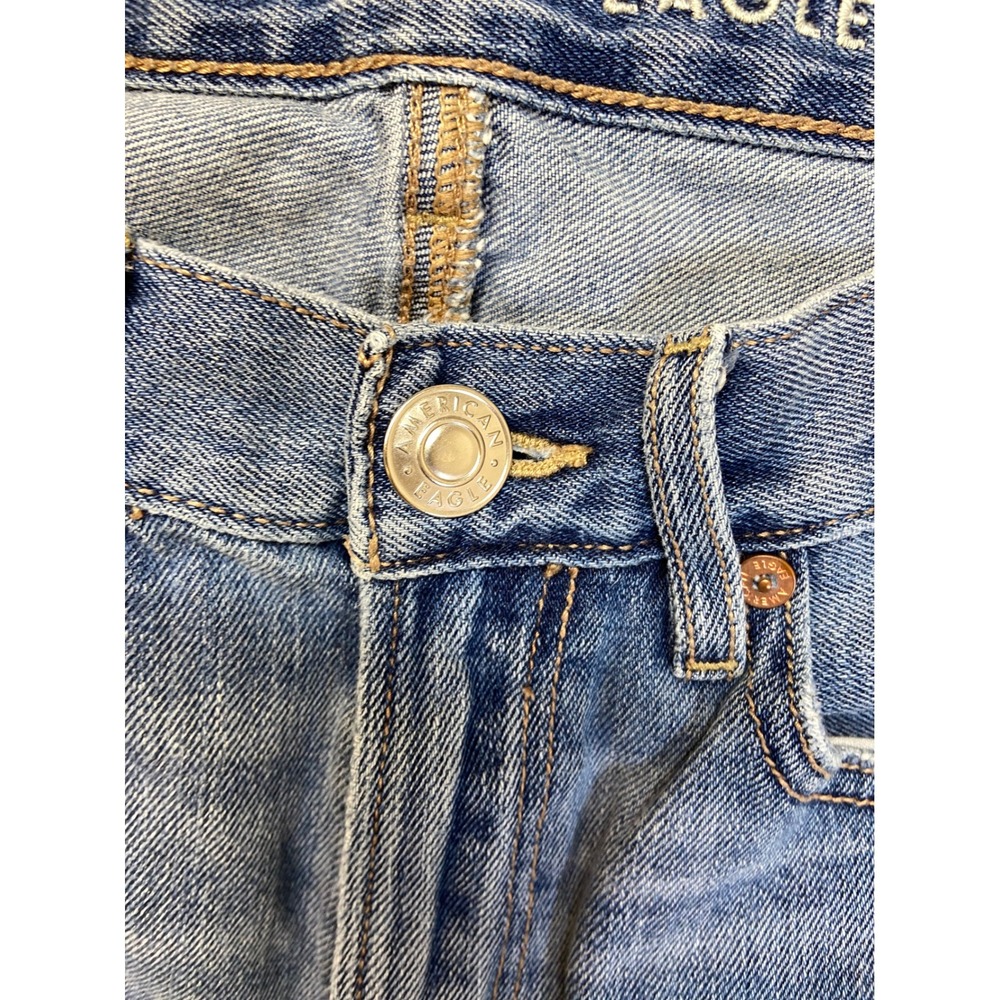 American Eagle Skater Jean Womens 0 Short High Rise Wide Leg Medium Wash Denim‎ - Picture 4 of 12